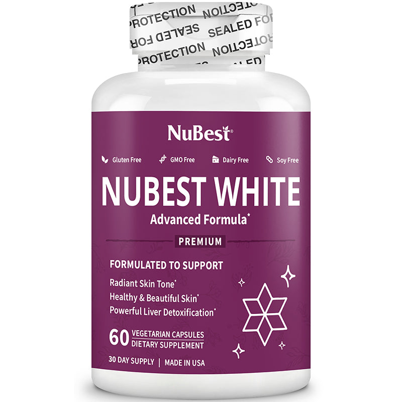 NuBest White - Supports Fresh, Healthy Skin with Glutathione, Milk Thistle Xtract, L-Cysteine, Precious Herbs and Vitamins - Natural Formula, 60 Vegan Capsules